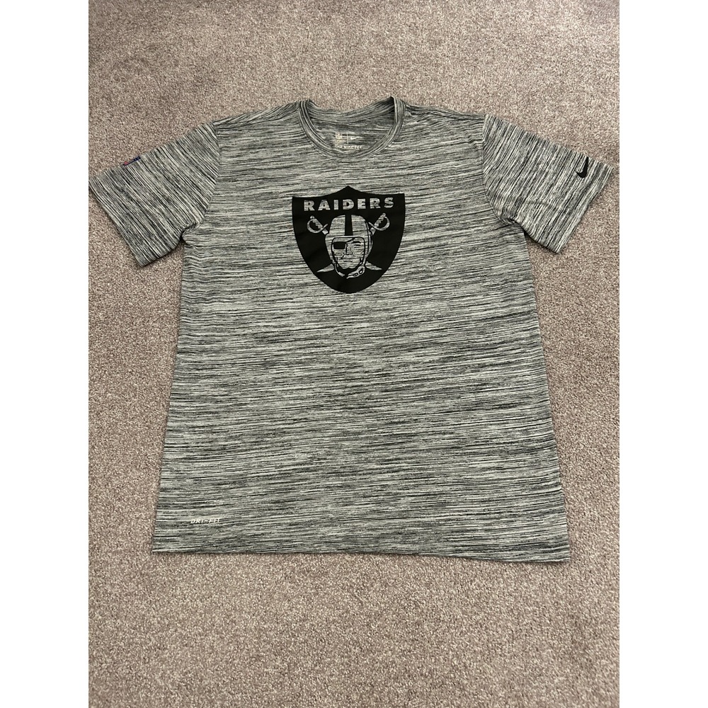 Nike Raiders T-Shirt Mens L Grey Excellent Dri-FIT NFL Onfield Athletic Cut
